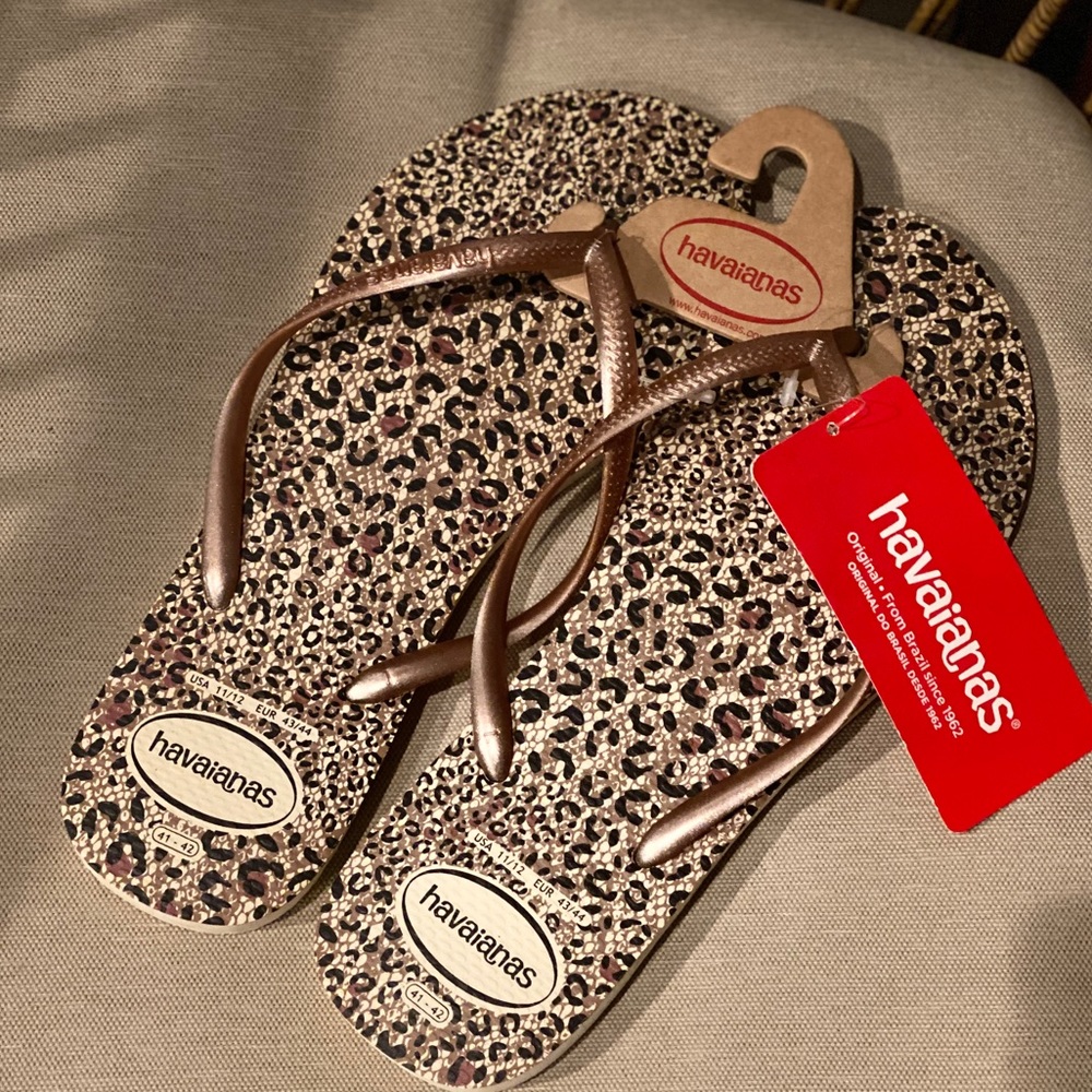 Havaianas Bege/RoseGold AnimalPrint FlipFlops BNWT